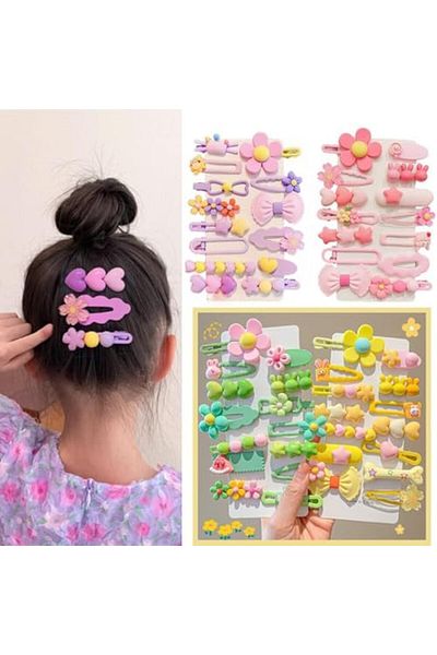 Hairup Castwe 56-Piece Hair Accessories Set for Girls - Candy Color Non-Slip Hair Clips with Flower, Bow, &