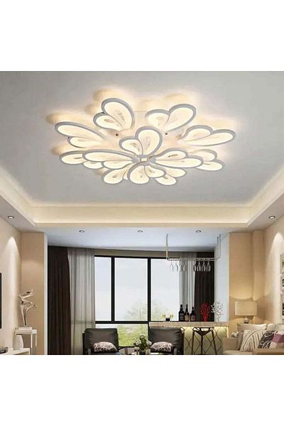 Alista Home Lustra LED cu telecomanda BLOSSOM 143 W, 12 Petale, lumina Rece/Calda/Neutra, Dimabila, Alb
