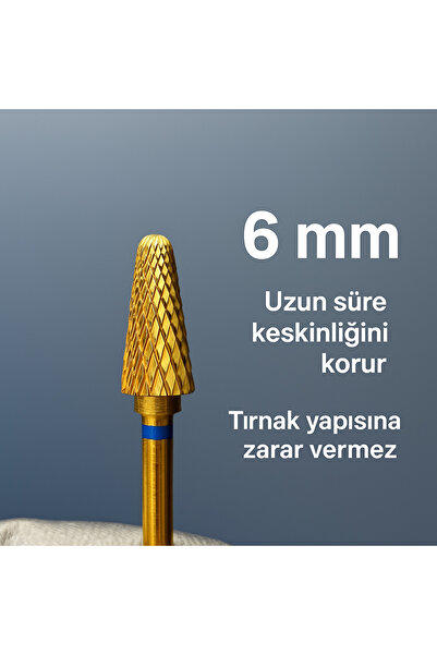 RULIA 6 mm Gold Karbit Uç – Uzun Süre Keskinliğini Korur, Tırnak Yapısına Zarar Vermez