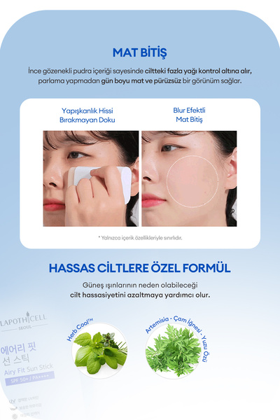 Missha Mat Bitiş Sunan Stick Güneş Koruyucu LAPOTHICELL Airy Fit Sun Stick SPF50+ PA++++