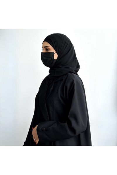 Generic Bandana Scarf Attached to Hijab Black Multi-purpose for Prayer, Shopping, School and Outing