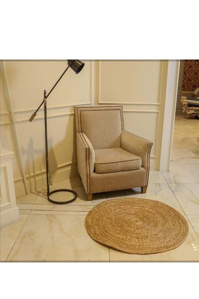 Generic Round Jute Rug Carpet Beige 80x80cm