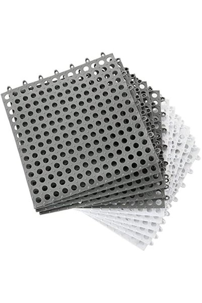 Generic 12 Interlocking Tiles With Gray And White Drainage Holes, Soft Pvc An...