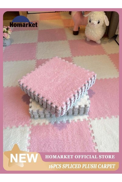 Generic 16Pcs Interlocking Foam Mats, Fluffy Carpet Tiles, Plush Area Rug, Sq...