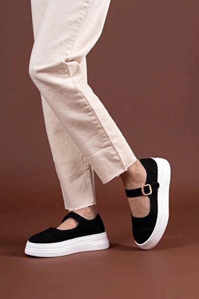 hibiscus Lunni Black Linen Sports Shoes