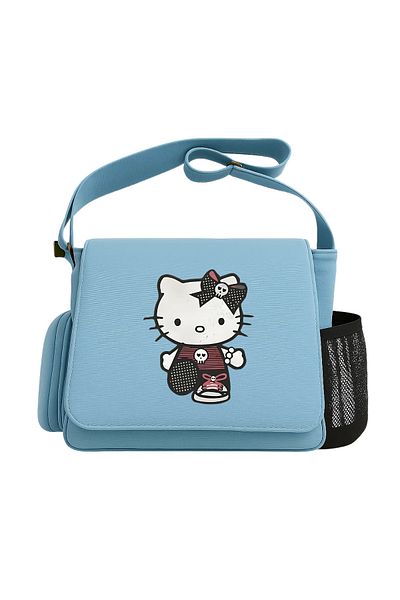 Toum Hello Kitty Goth Printed Unisex Green Messenger Bag
