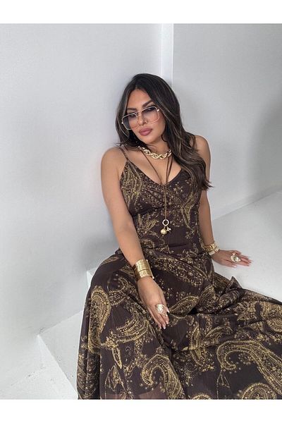369 etnik butik Product Name: Paisley Patterned Strap Maxi Dress – Women (Color Options)