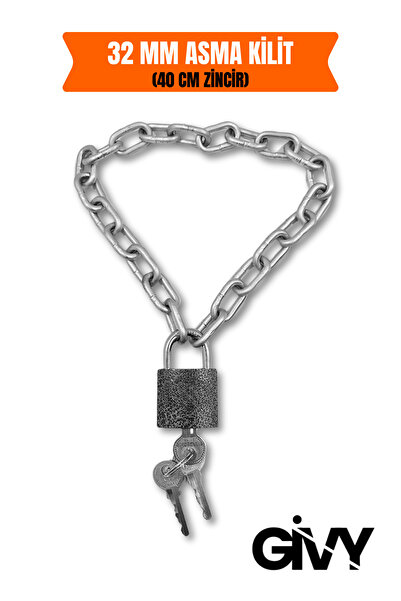 GİVY مجموعة قفل رمادي مقاس 32 مم وسلسلة مقاس 40 سم |   30 لا يوجد قفل خزانة النوم