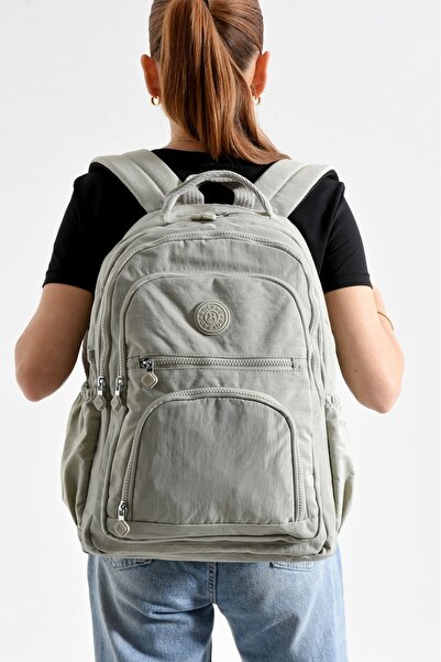 H&D COLLECTİON Crinkle Fabric Water Resistant Large Size Clinker School Bag Backpack/Laptop Travel 1087