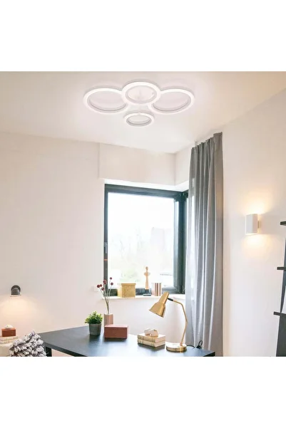 Alista Home Lustra LED cu telecomanda BETTY 44 W, 4 Cercuri, lumina Rece/Calda/Neutra, Dimabila, Alb