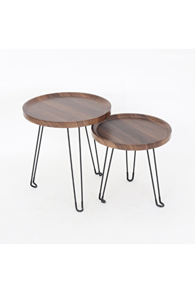 Vi Markets Wooden serving table set - iron bases