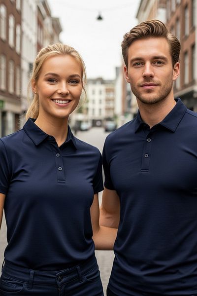 SadeRenk Unisex Navy Blue Polo Neck T-Shirt