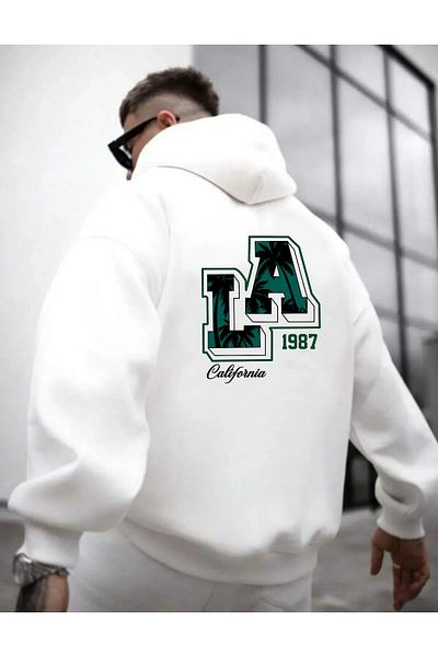 S&A DESIGN New Season Men's Cotton La Printed Hooded Black Sweatshirt