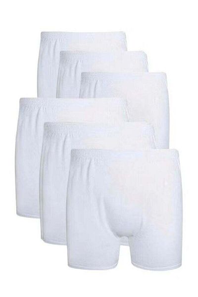 alas eel Men's Original Boxer Briefs, Half Shorts, White Cotton, 6-Pack