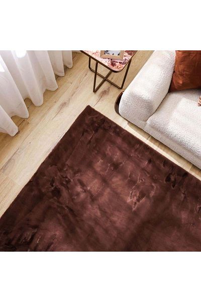 Generic DANUBE HOME Plush Solid Soft Fur Rug Polyester Area Rug Floor Covering L230xW160cm-Light Brown