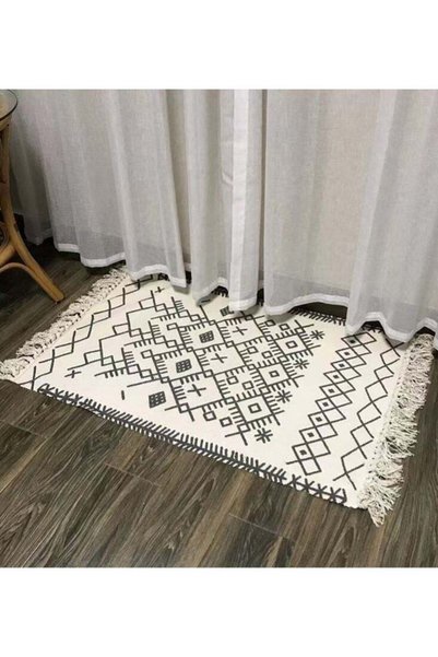 Generic 1-Piece Floor Mat Creative Pattern Door Mat With Tassel Cotton And Po...