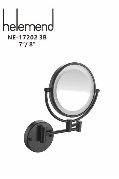 helemend LED Magnifying Wall Mirror Circular Black NE-17202