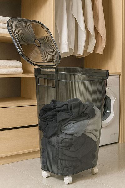 MOSTAFA Acrylic laundry basket, transparent black