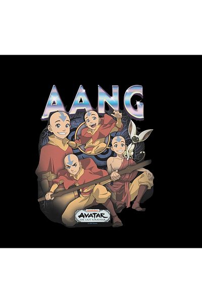 fame-stoned Avatar the Last Airbender Aang Printed 100% Cotton Unisex Black T-Shirt