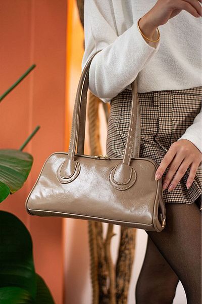 Rivina Women's Double Zipper Long Handle Baguette Model Hand & Arm & Shoulder Bag