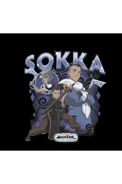 fame-stoned Avatar the Last Airbender Sokka Printed 100% Cotton Unisex Black T-Shirt
