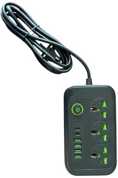 LIVVY Power Strip Extension Cord with 3 Outlets, 4 USB & 2 Type-C Ports – Universal Charging Socket with