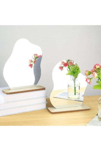 Generic Aesthetic Mirror, Pack Of 2 Acrylic Make-Up Mirrors, Frameless, Asymm...