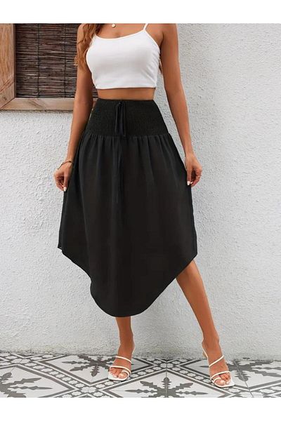 modamtn Women's High Waist Asymmetrical Cut Detailed Sandy Skirt