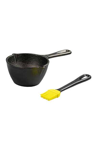 Lodge Seasoned Cast Iron Melting Pot and Silicone Brush\LMPB21
