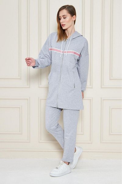 Modestia Women's Cotton Hooded Tunic Tracksuit Set
