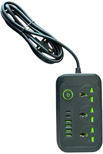LIVVY Power Strip Extension Cord with 3 Outlets, 4 USB & 2 Type-C Ports – Universal Charging Socket with