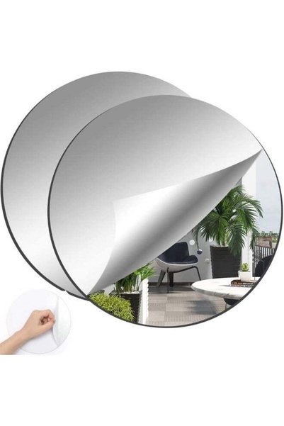 Generic Pack of 2 Self-Adhesive Tile Mirrors, 30 x 30 cm, Round Acrylic Mirro...