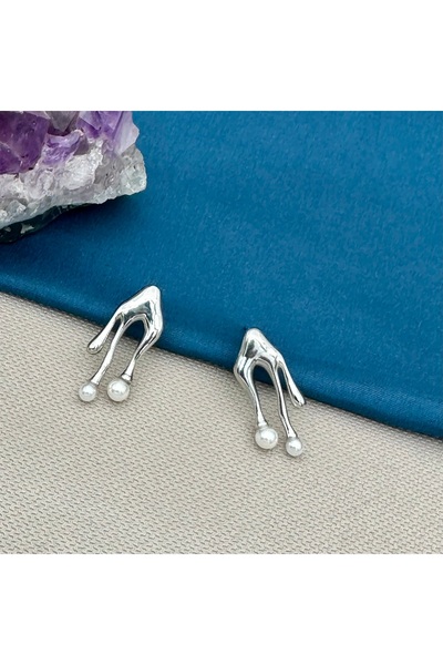 Opia Takı & Aksesuar Steel Pearl Dangle Earrings
