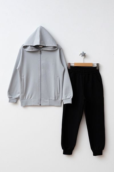 Beniizle Hooded Zippered Double Pocket Unisex Tracksuit Set