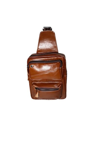 L-line fashion Men's bag, made of genuine leather, cognac brown, size 27x20x6 cm