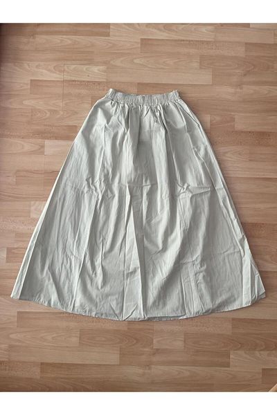 Betimoda Poplin Elastic Waist Pocket Long Skirt