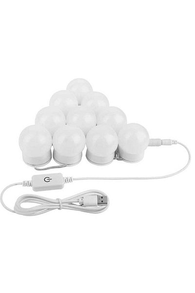 Generic USB Charge LED Vanity Mirror Lights Hollywood Style Makeup Mirror Bulbs 10 LED Bulbs Kit with Touch