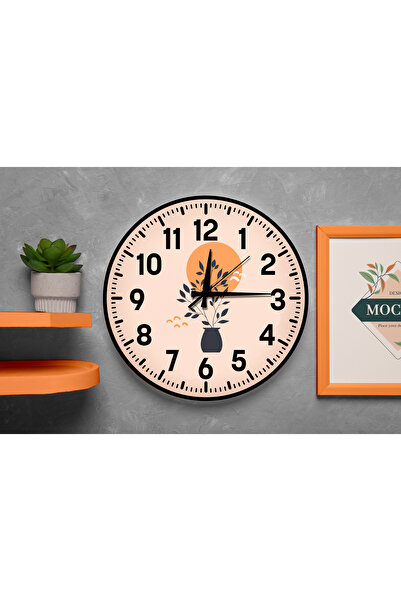 M&H Quality Dekoratif Türkçe Rakamlı UV Baskılı Duvar Saati (Sessiz) Akar Mek...