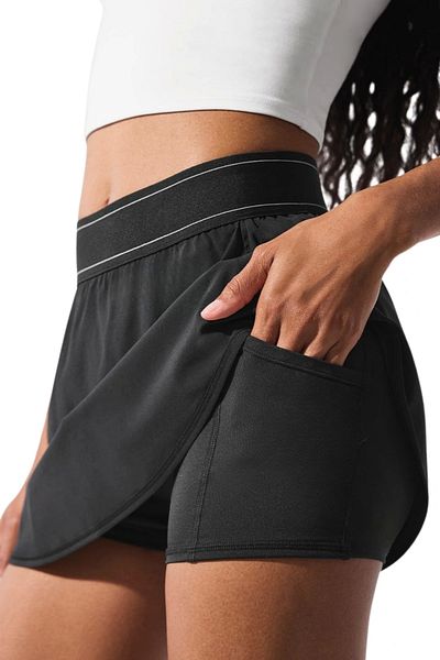 VibeGaia Black Sports Skirt with High Waist Elastic Shorts – Tennis & Yoga Casual Shorts Skirt