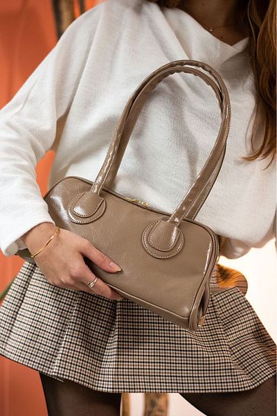 Rivina Women's Double Zipper Long Handle Baguette Model Hand & Arm & Shoulder Bag