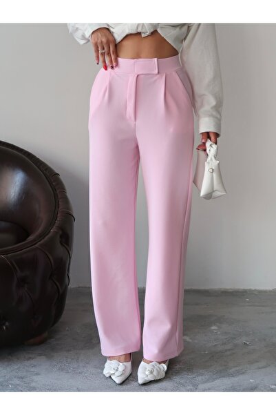 Paw Garage Women's Valeria Waist Velcro Palazzo Pants, Crepe Fabric, 4 Seasons