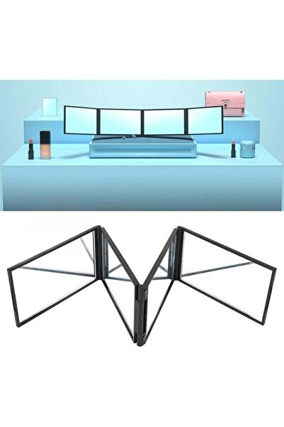 Generic 4 Way Mirror, Hair Mirrors 360 Degree Makeup Mirror Panel Foldable Ha...
