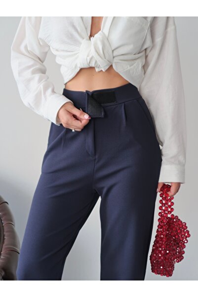 Paw Garage Women's Valeria Waist Velcro Palazzo Pants, Crepe Fabric, 4 Seasons