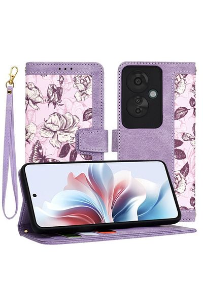 Tim Protective Case for Oppo Reno 11 F, Timacondesign, N63, Leather, Mysterious Berry Purple