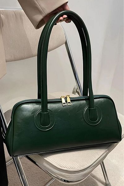 Rivina Women's Double Zipper Long Handle Baguette Model Hand & Arm & Shoulder Bag