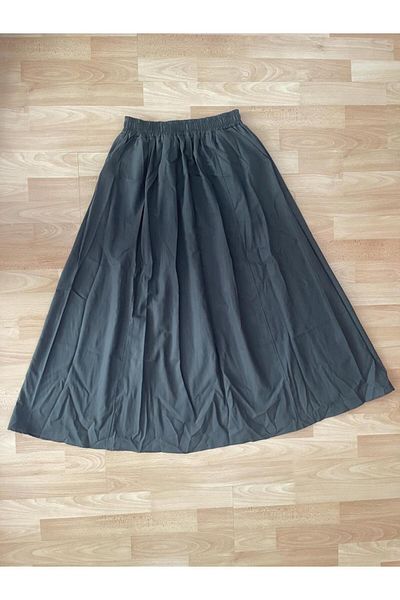 Betimoda Poplin Elastic Waist Pocket Long Skirt