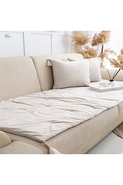 NDC HOME Yellow Piremium Linen Pet Friendly Linen Sofa Pad / Mattress [with Throw Pillow]