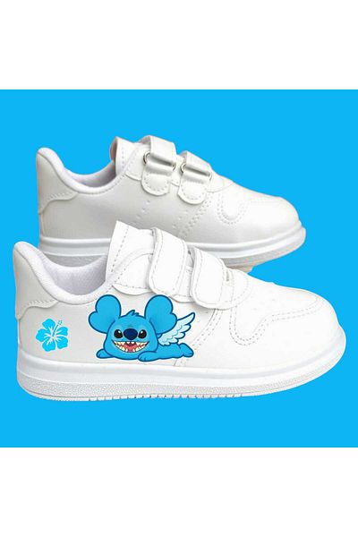 LİASSHOES Uyumuş Laylo Printed White Striped Children's Sports Shoelace Sneaker