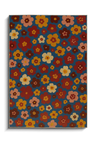 Rugs Modern Halı MOSSO Μπλε Θεματικό Χρωματιστό Φλοράλ Σχέδιο με Υφαντά Λουλο...