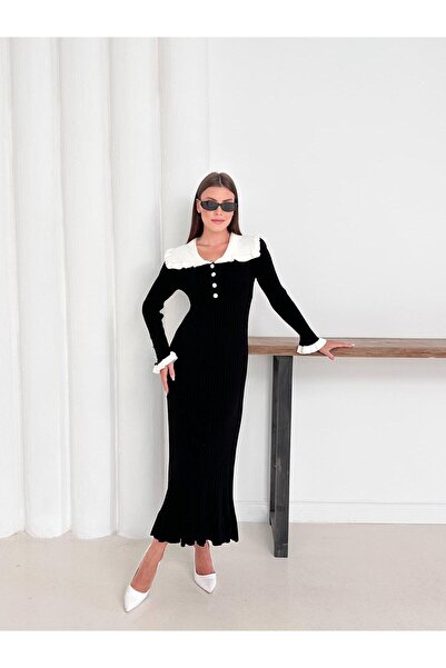 Ware فستان نسائي مزين بأزرار لؤلؤية مكشكشة